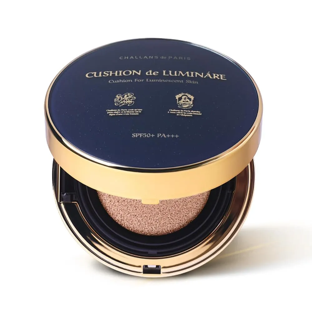 [CHALLANS de PARIS] Cushion de Lumináre Cream Foundation – Radiant Glow, Full Coverage, Long-Lasting Wear, Premium Formula, Smooth Finish, Volume, 23 Medium Beige, 0.53 oz