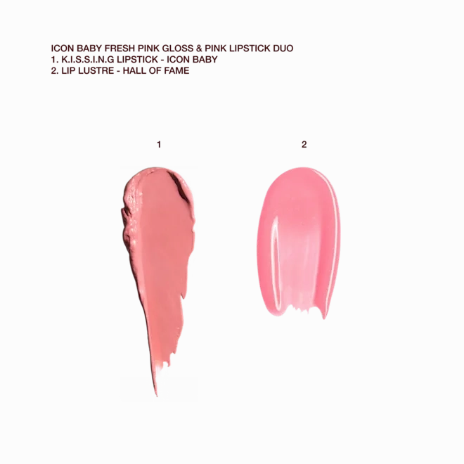 CHARLOTTE TILBURY ICON BABY FRESH PINK GLOSS AND PINK LIPSTICK DUO (ICON BABY/HALL OF FAME)
