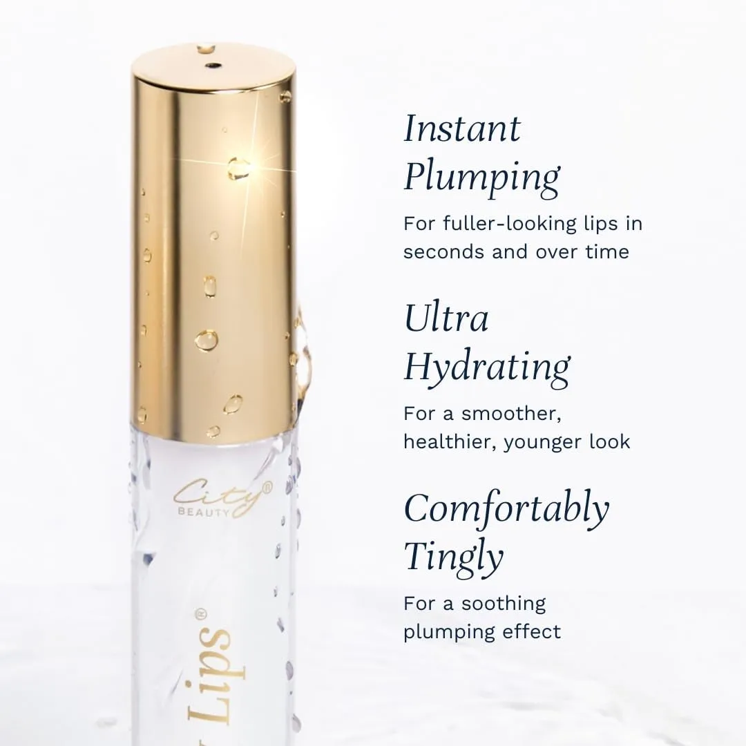 City Lips Clear - Plumping Lip Gloss - Hydrate & Volumize - High Shine Lip Plumper - Hyaluronic Acid & Peptides Visibly Smooth Lip Wrinkles - Cruelty-Free