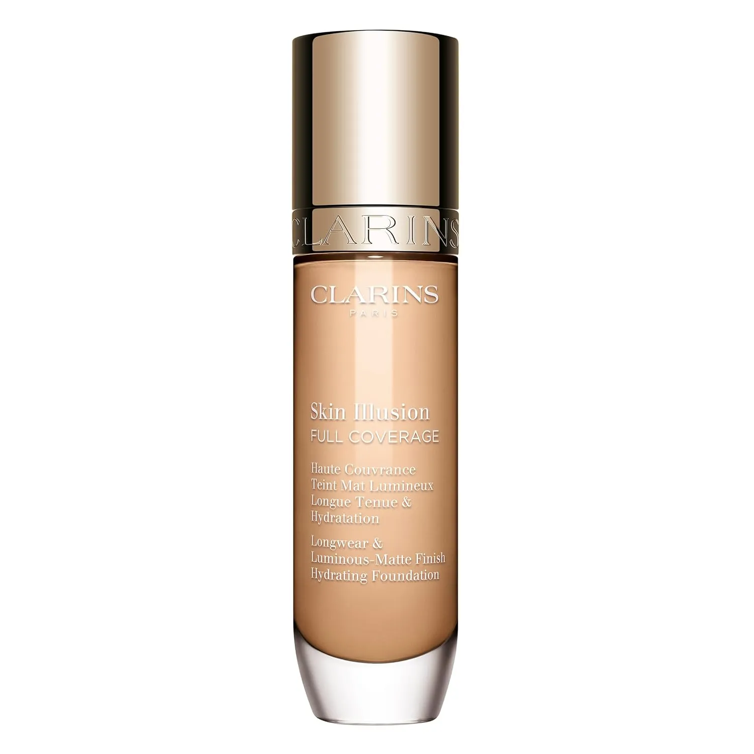 Clarins NEW Skin Illusion Longwear Full Coverage Foundation | Luminous Matte Finish | 24H* Hold and 24H** Hydration | Natural Looking Complexion | Transfer Proof, Sweat Proof and Smudge Proof