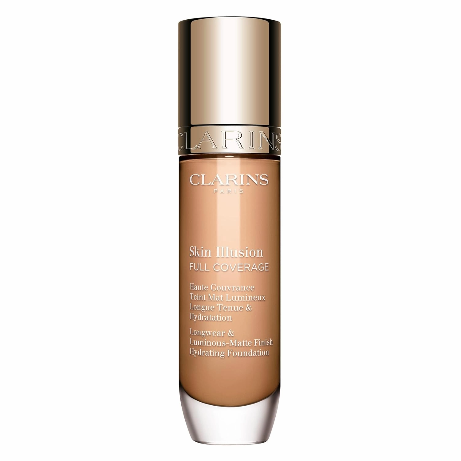 Clarins NEW Skin Illusion Longwear Full Coverage Foundation | Luminous Matte Finish | 24H* Hold and 24H** Hydration | Natural Looking Complexion | Transfer Proof, Sweat Proof and Smudge Proof