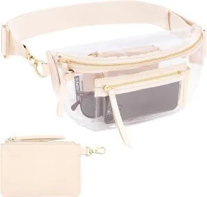 Clear Fanny Pack for Women - Fashionable Clear Bag for Stadium Events w/Privacy Pouch - Lightweight See-Through Bag w/Adjustable Strap - Stadium Approved Portable Belt Bags for Events