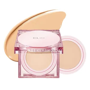 CLIO Kill Cover Mesh Glow Cushion Foundation ([Refill Included] 15g*2, 24W SAND), Glass Skin, Long-Lasting, Lightweight, Buildable Coverage, Glowy Skin Makeup