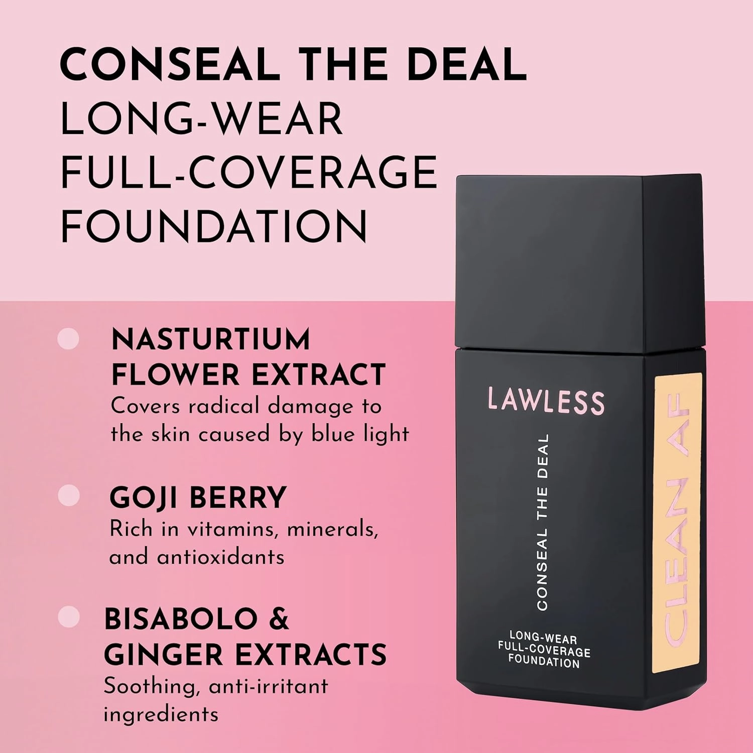Conseal The Deal Long-Wear Full-Coverage Foundation - Sesame - Premium Self-Setting Foundation Powered by Natural Ingredients to Provide a Natural, Weightless Finish