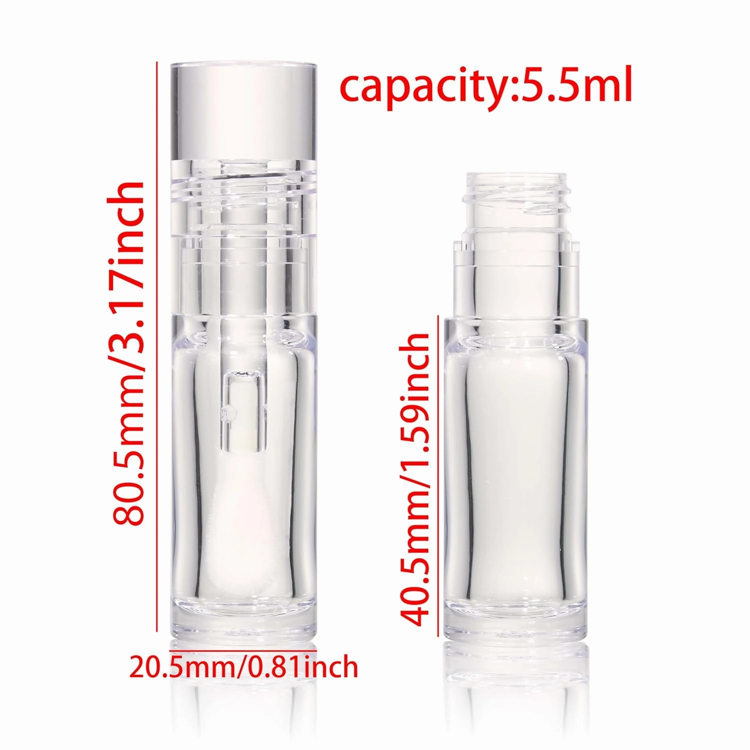 COSIDEA 18pcs Empty 5.5ml Round Clear PETG lip gloss tubes thick wand lipgloss tube container for lip oil