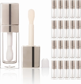 COSIDEA 20PCS Empty 8ML Square clear Lip Gloss Tube Silver big doe foot wand lipgloss tubes for Lip oil tint bottles container