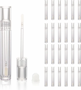 COSIDEA 25pcs Empty Round Full Clear 4ml 0.13oz lip gloss tubes with soft silicon tip wand transparent Lipgloss tube containers for lip oil packing