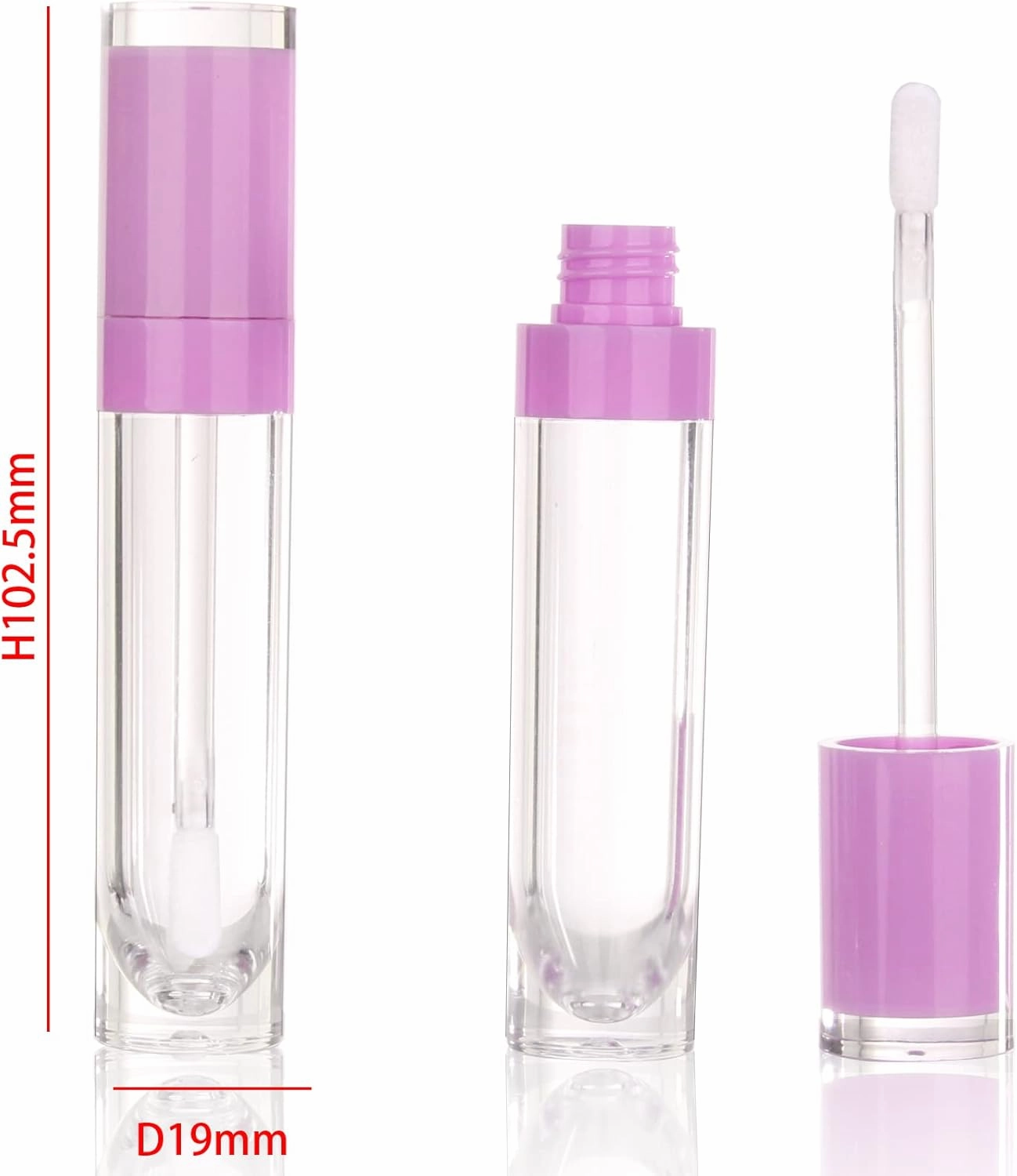 COSIDEA 26 pcs Empty 8ml Lip Gloss Tubes with clear Wand，Round Purple Lipgloss Containers，DIY cosmetic packing Container Bulk Wholesale