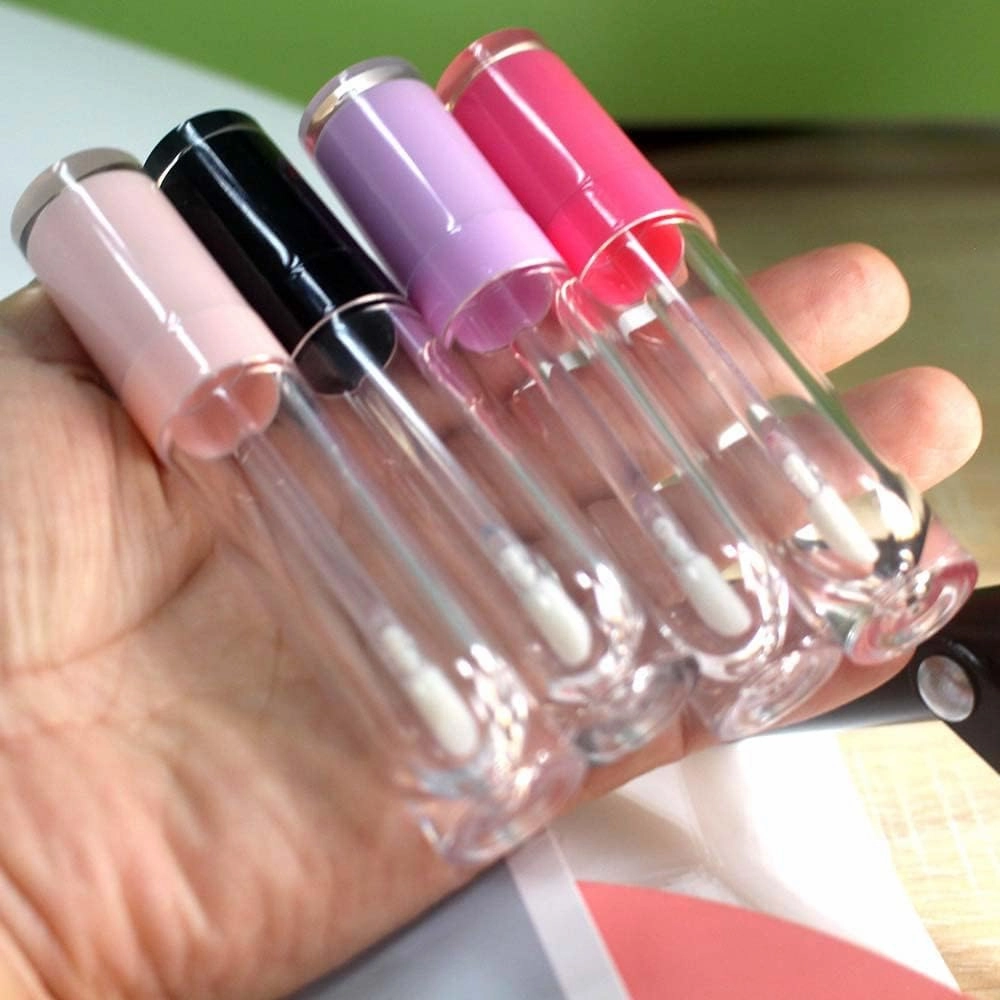 COSIDEA 26 pcs Empty 8ml Lip Gloss Tubes with clear Wand，Round Purple Lipgloss Containers，DIY cosmetic packing Container Bulk Wholesale
