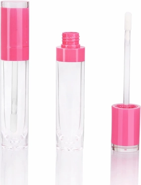 COSIDEA 26 pcs Empty 8ml Lip Gloss Tubes with clear Wand，Round Rose Pink Lipgloss Containers，DIY cosmetic packing Container Bulk Wholesale