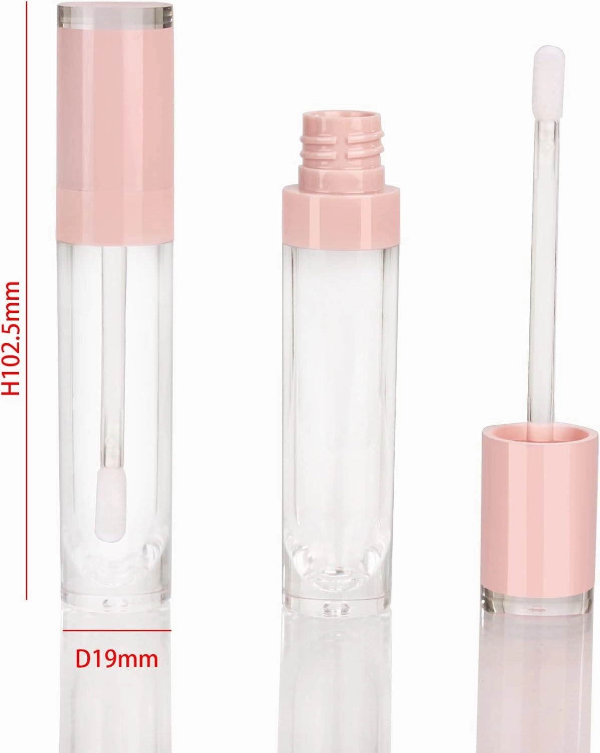 COSIDEA 26 pcs Refillable Empty 8ml Lip Gloss Tubes with clear Wand，Round Pink Lipgloss Containers，DIY cosmetic packing Container Bulk Wholesale