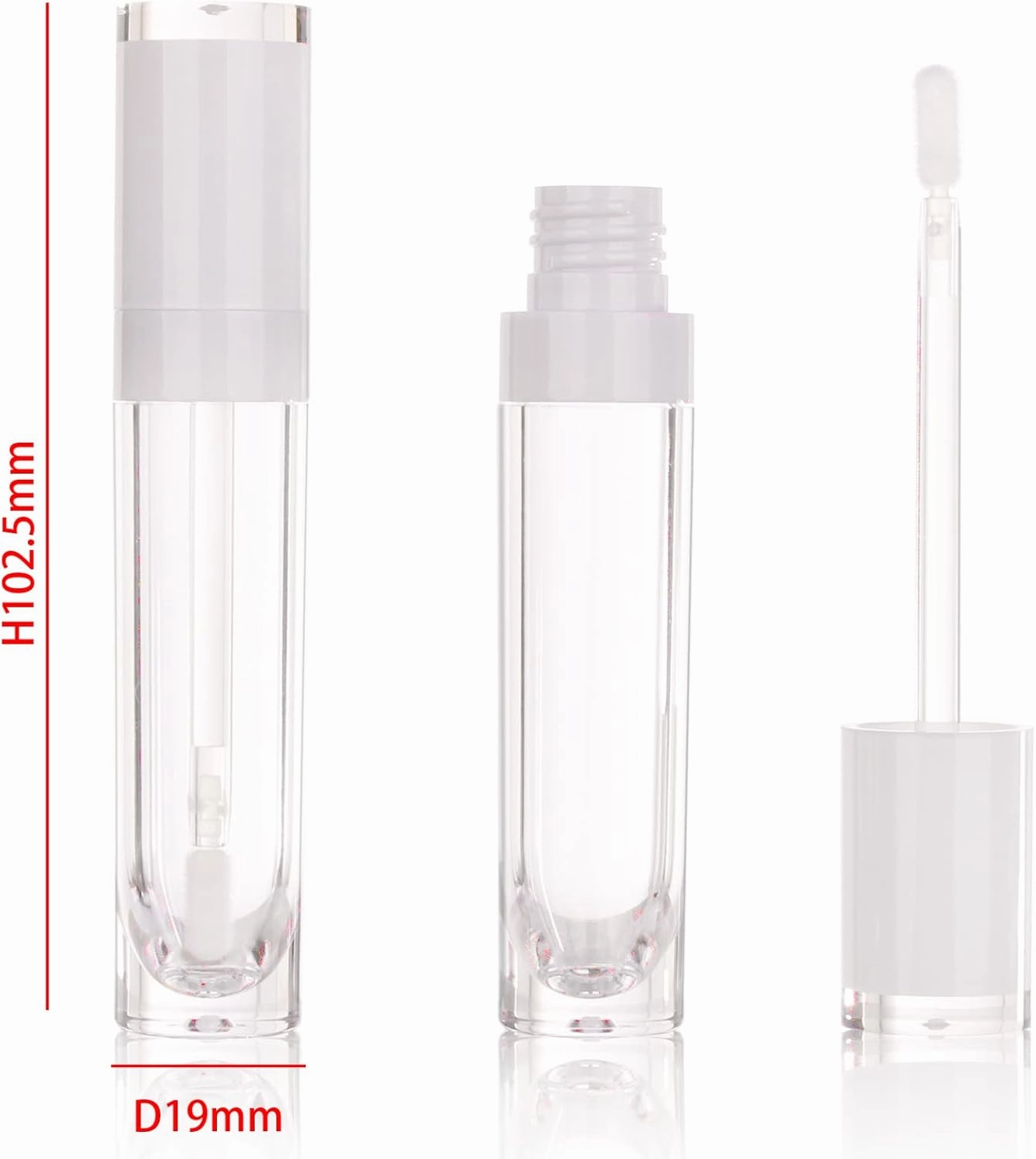 COSIDEA 26 pcs Refillable Empty 8ml Lip Gloss Tubes with clear Wand，Round white Lipgloss Containers，DIY cosmetic packing Container Bulk Wholesale