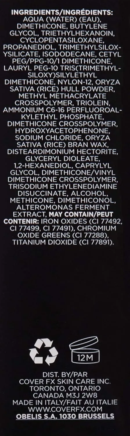 Cover FX Power Play Foundation: Full Coverage, Waterproof, Sweat-proof and Transfer-Proof Liquid Foundation For All Skin Types N110, 1.18 fl. oz.