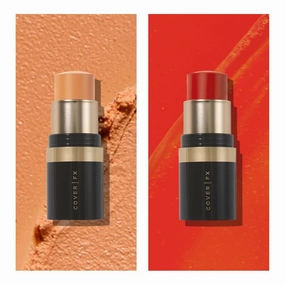 COVER FX Correct Stick Color Correcting Duo, Flame   Bourbon - Blue Tone Correcting Red Concealer - Brightening Darkness Neutralizer