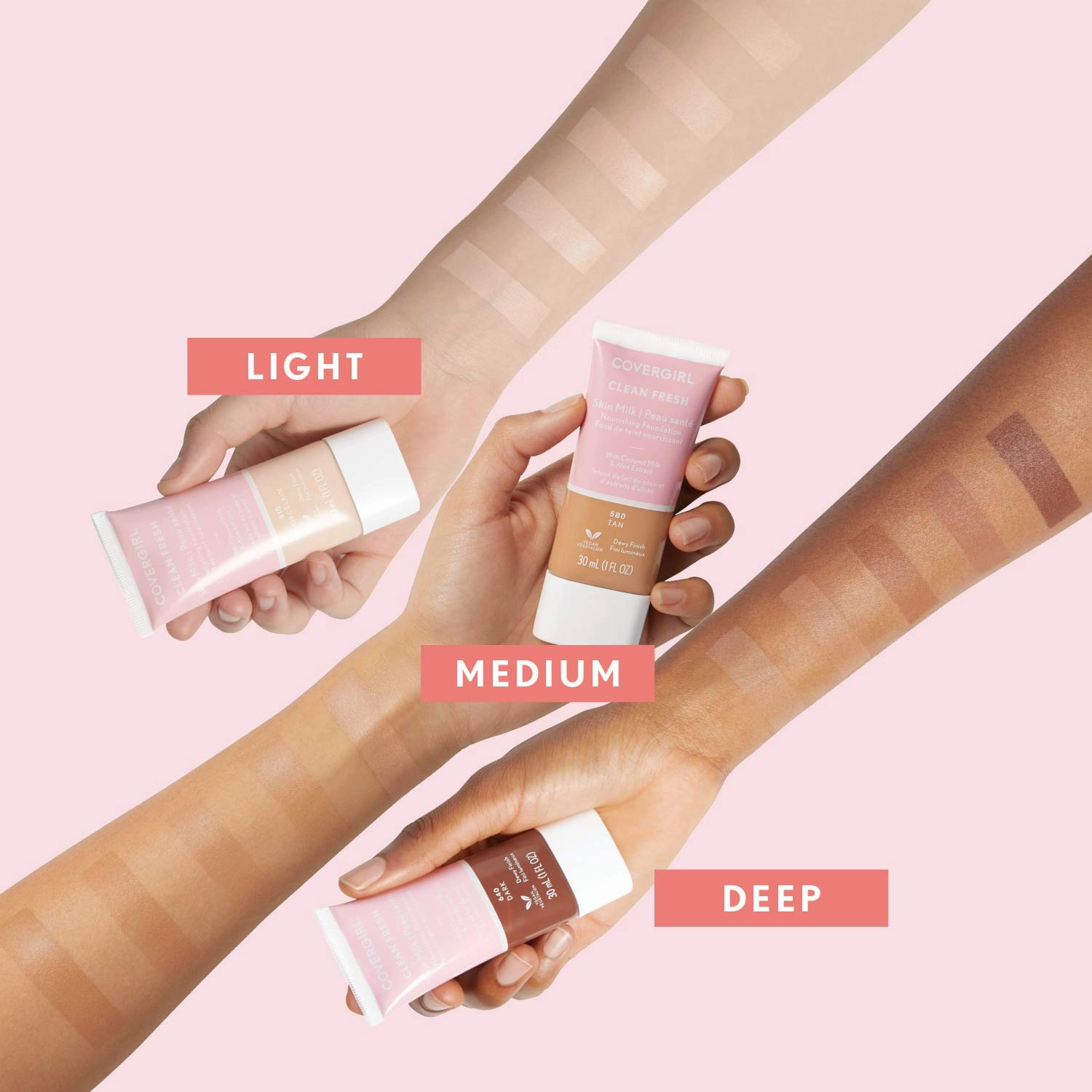 COVERGIRL, Clean Fresh Skin Milk Foundation, Light, 1 Fl Oz (Pack of 5)