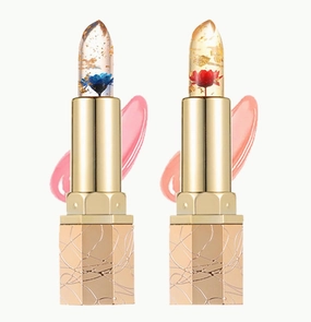 Crystal Flower Thermostatic Color Changing Jelly Lipstick, Color Changing Lipstick, Long-Lasting Moisturizing Glossy Shine Lip Gloss, Hydrating & Natural (01 02)