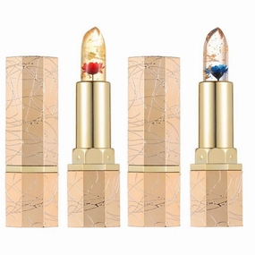 Crystal Flower Thermostatic Color Changing Jelly Lipstick, Long Lasting Transferproof Color Changing Lipstick, Women Moisturizing Glossy Shine Lip Gloss(2pcs)