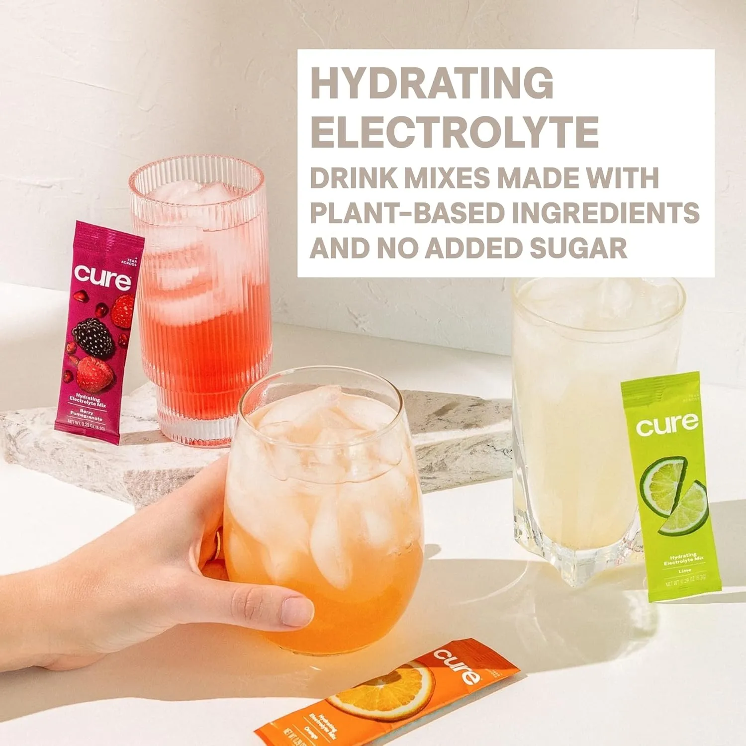Cure Hydration | Plant-Based Electrolyte Drink Mix | No Added Sugar | FSA & HSA | Dehydration Relief Powder Made with Coconut Water | Non-GMO | Vegan | 28 Packets - Variety Pack