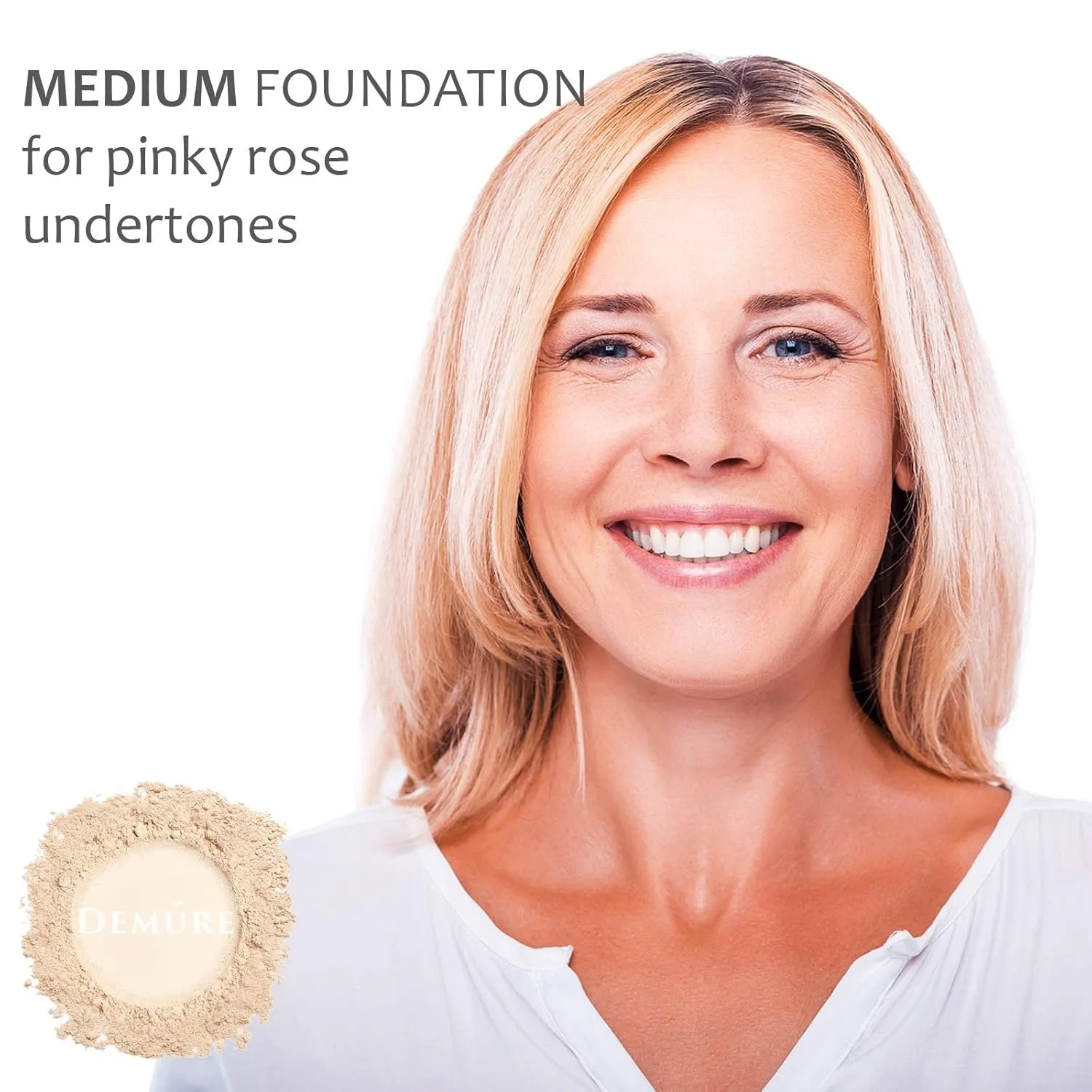 Demure Medium Foundation Powder, Loose Face Powder - Natural Makeup with Pure Crushed Minerals