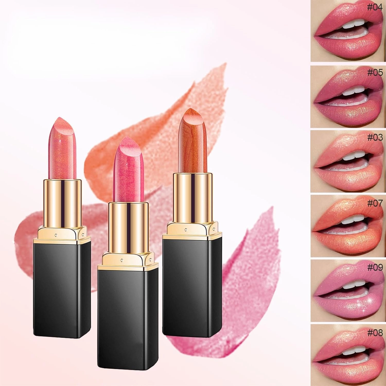 Diamond Glitter Lipstick, 2025 New Diamond Lip Gloss Glitter Lipstick Waterproof, Gloss Shiny Matte to Glitter Liquid Lipstick Metallic Glitter Lip Gloss Lightweight Hydrating (06 01)