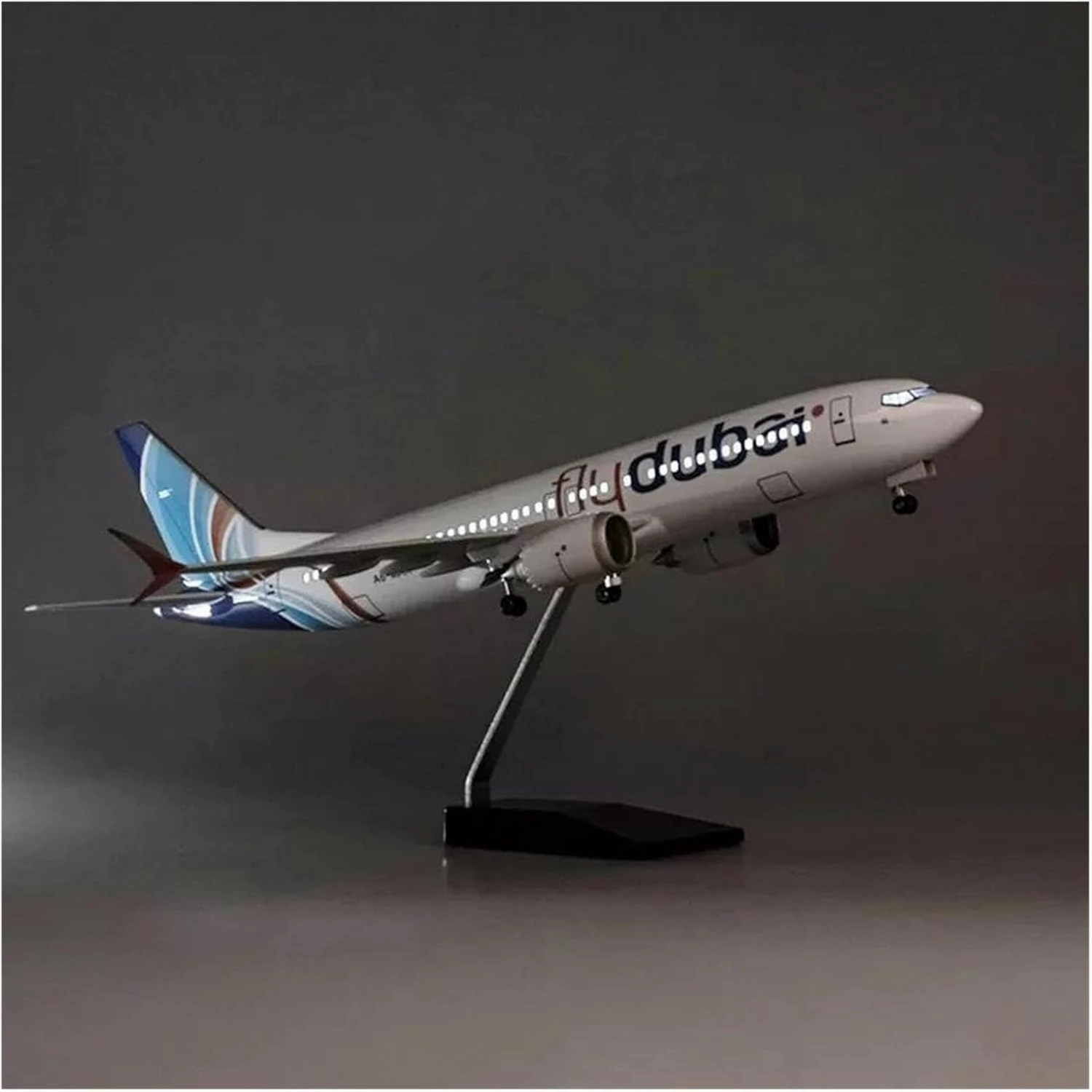 Diecast Plane Model 47CM for B737 Resin Airplane Model with Light and Wheel for Collections (with Light)