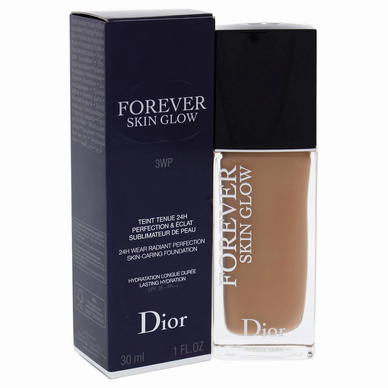 Dior Forever by Christian Dior Skin Glow 24h Skin Caring Foundation 3wp Warm Peach/glow Spf 35, 1.0 Ounce