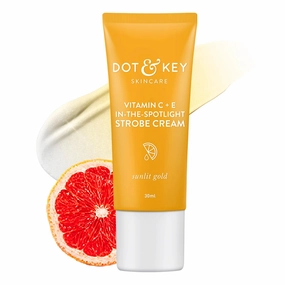 DOT&KEY Vitamin C   E In-The-Spotlight Strobe Cream | Face Skin Radiance Cream | Moisturizer & Highlighter For Face | For Dewy Glazed Instant Glow | For All Skin Types | For Women & Men | 30Ml
