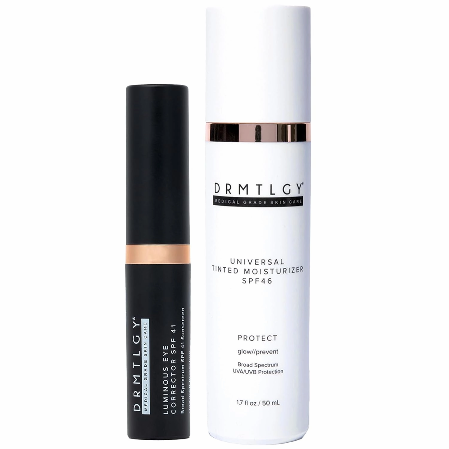 DRMTLGY Makeup Minimalist Duo SPF Bundle - Medium: Luminous Eye Corrector SPF 41 Fair & Anti-Aging Tinted Moisturizer with SPF 46