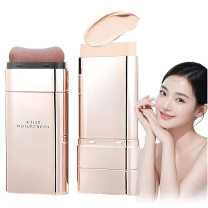 Dual Ended Eraser Foundation Stick, 3 In 1-Luxury Anti-Wrinkle Foundation Stick, Vivien Beauty FoundationStick, Korean Hydrating Lightweight FoundationStick with Brush (white)