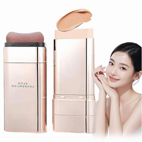 Dual Ended Eraser Foundation Stick, 3 In 1-Luxury Anti-Wrinkle Foundation Stick, Vivien Beauty FoundationStick, Korean Hydrating Lightweight FoundationStick with Brush (warm)