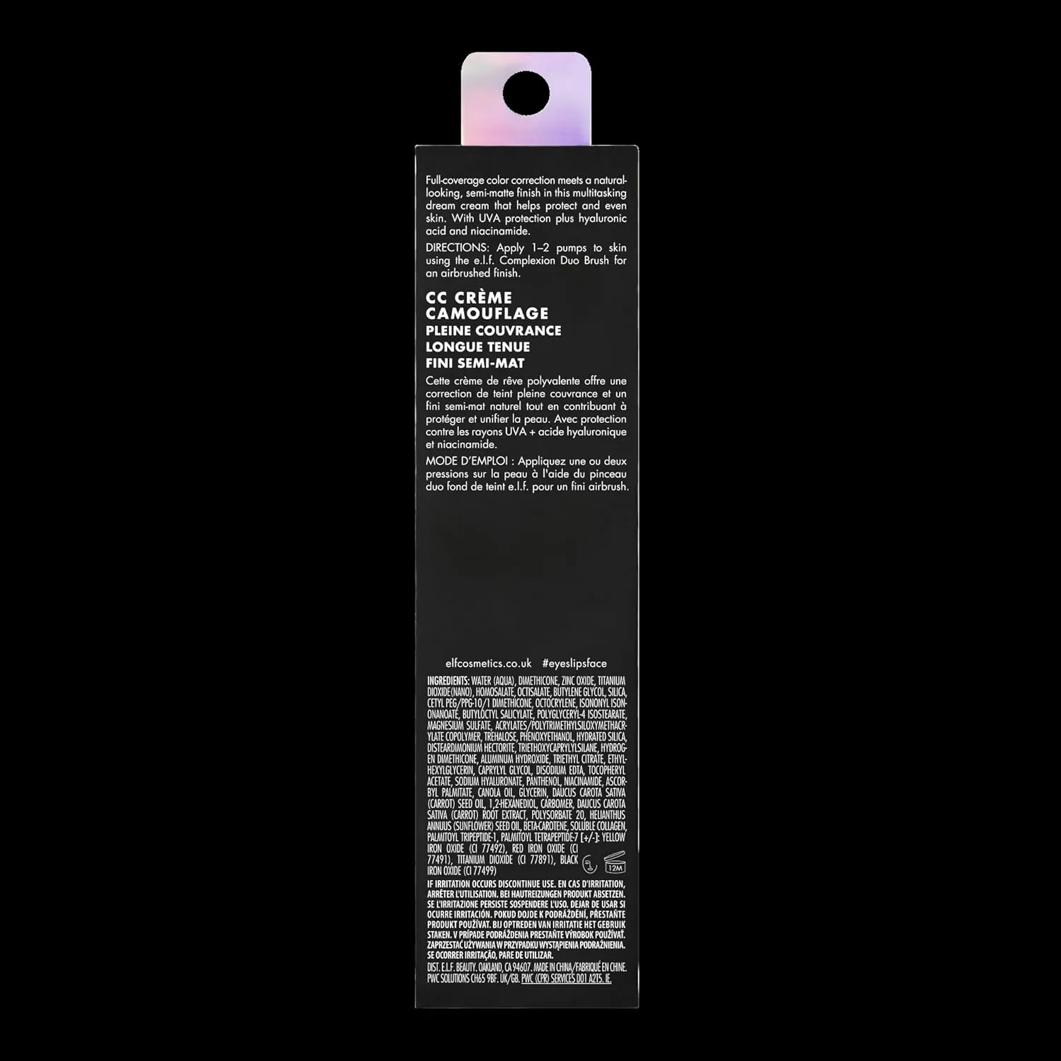 e.l.f. Camo CC Cream, SPF 30 Color-Correcting Medium-To-Full Coverage Face Foundation, Delivers An Airbrushed Finish, Vegan & Cruelty-Free, Deep 530 W