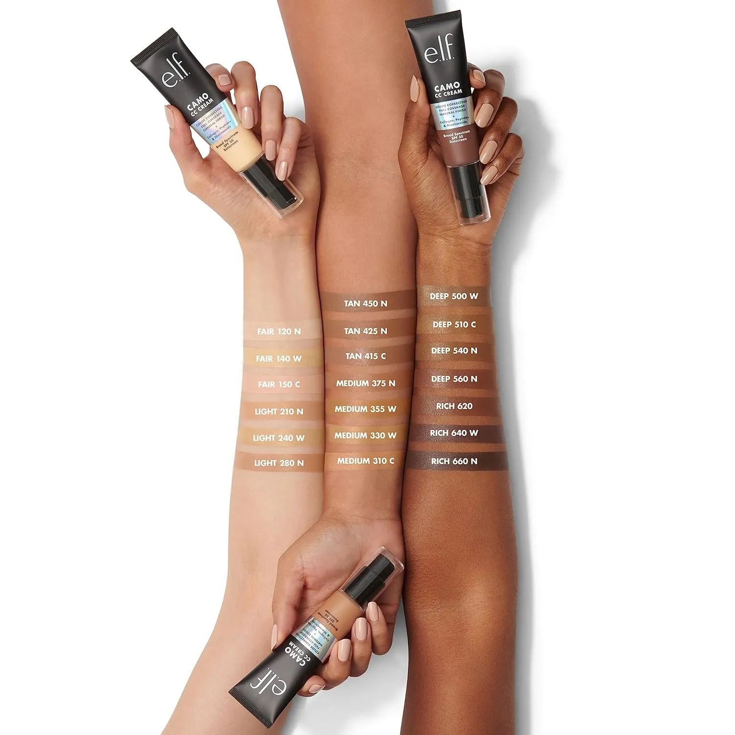 e.l.f. Camo CC Cream, SPF 30 Color-Correcting Medium-To-Full Coverage Face Foundation, Delivers An Airbrushed Finish, Vegan & Cruelty-Free, Medium 355 W
