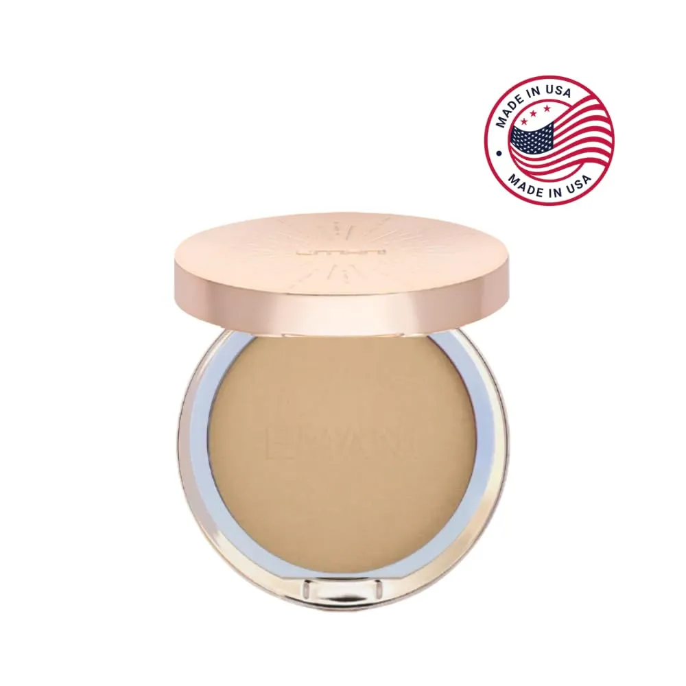 ​Emani​ Flawless Matte Powder Foundation Makeup for Sensitive Skin, Natural Mineral Foundation​ Compact with Buildable Coverage, ​Oil Control, Talc Free, ​Cruelty-Free & Vegan, Deep Golden