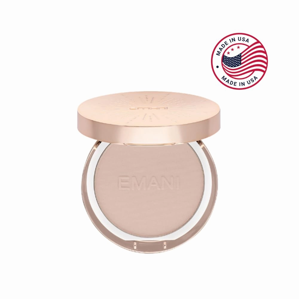 Emani Flawless Matte Powder Foundation - HD Finish, Skin-Caring, Acne Safe Foundation Powder for All Skin Types. 100% Natural with Physical SPF, Crease-Free & Non-Caking Finish, Natural Sand Porcelain