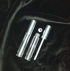Empty Lipgloss Cases - Clear with Silver Screw on Cap with Attached Brush 8ml (500)
