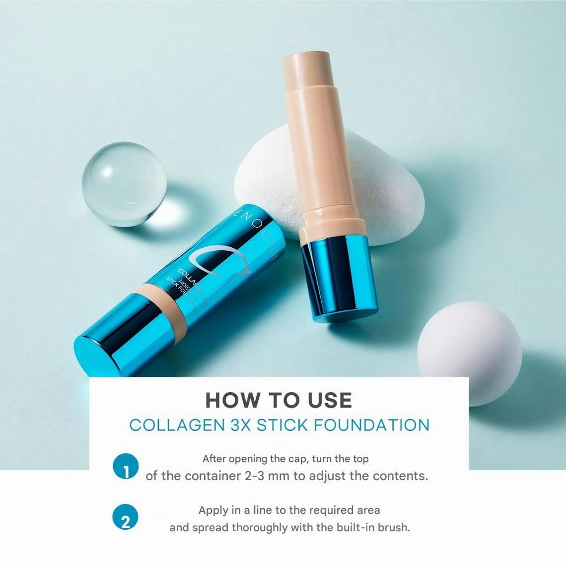 ENOUGH Collagen 3X Moisture Stick Foundation with Brush, Full Coverage Tinted Sunscreen for Face, Long-Lasting Korean Makeup, Perfect Тinted Мoisturizer with SPF 50  (#21N Clear Beige, 0.49 oz / 14g)
