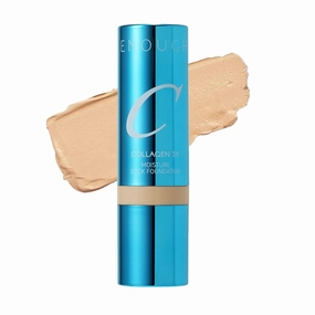 ENOUGH Collagen 3X Moisture Stick Foundation with Brush, Full Coverage Tinted Sunscreen for Face, Long-Lasting Korean Makeup, Perfect Тinted Мoisturizer with SPF 50  (#21N Clear Beige, 0.49 oz / 14g)