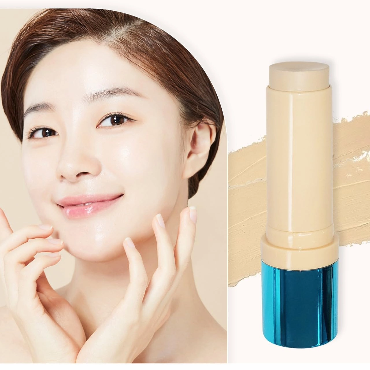 ENOUGH Collagen 3X Moisture Stick Foundation with Brush, Full Coverage Tinted Sunscreen for Face, Long-Lasting Korean Makeup, Perfect Тinted Мoisturizer with SPF 50  (#21N Clear Beige, 0.49 oz / 14g)
