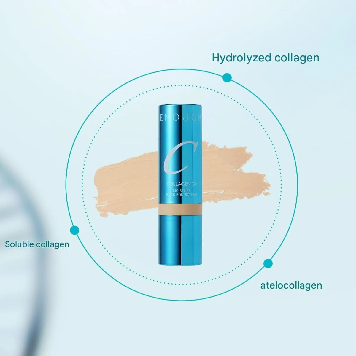 ENOUGH Collagen 3X Moisture Stick Foundation with Brush, Full Coverage Tinted Sunscreen for Face, Long-Lasting Korean Makeup, Perfect Тinted Мoisturizer with SPF 50  (#21N Clear Beige, 0.49 oz / 14g)