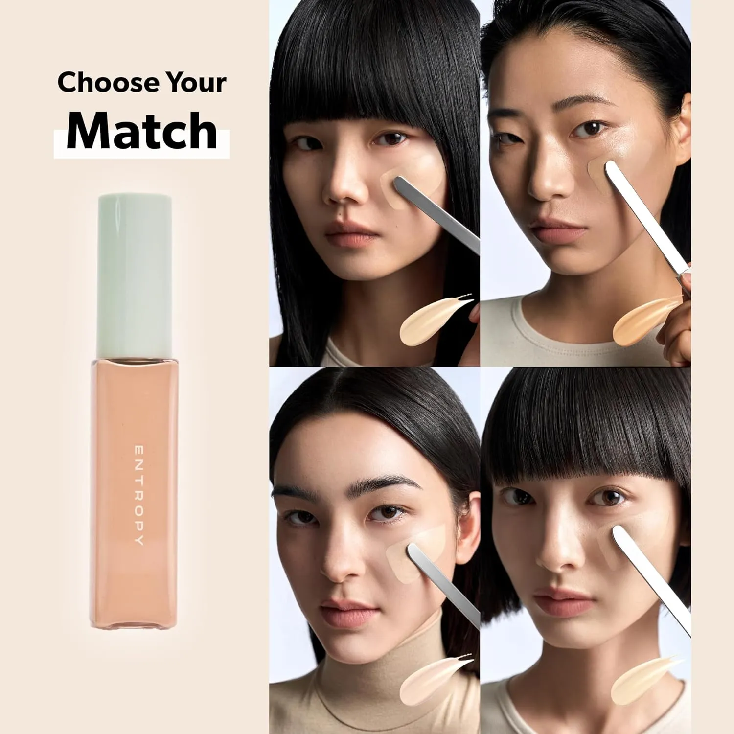 ENTROPY MAKEUP Organza Fit Spatula Foundation, Sheer to Medium Coverage, Built-In Spatula Applicator, Natural Finish, Flawless Skin, Long-Lasting Ultra Lightweight, Korean Makeup, #21.1