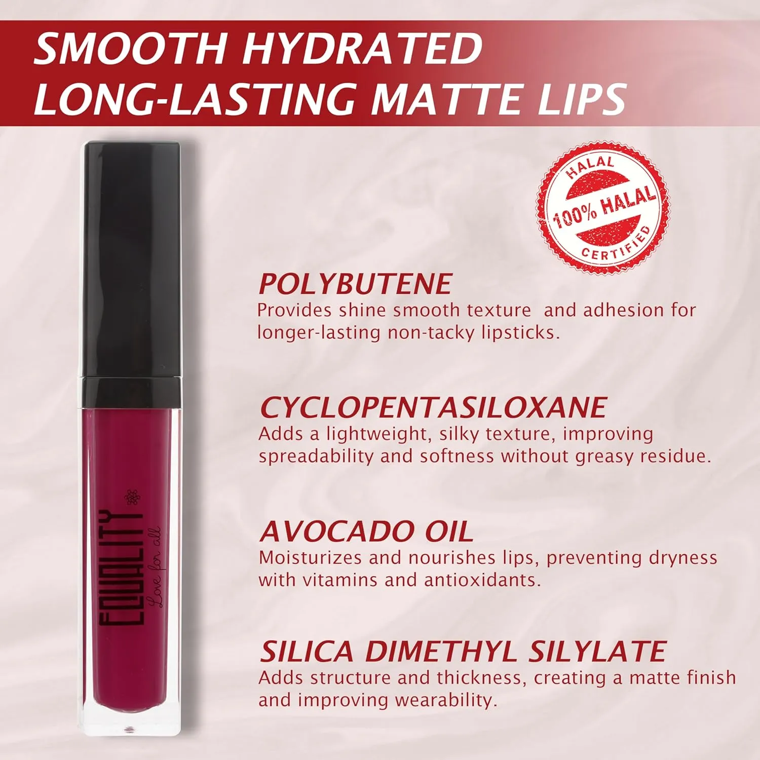 EQUALITY Liquid Velvet Lipstick Longwear ﻿No-Budge, Highly pigmented Lightweight, Dries to Matte Velvet Creamy Liquid Lipcolor Makeup, 6 g, 0.21 oz - Validate