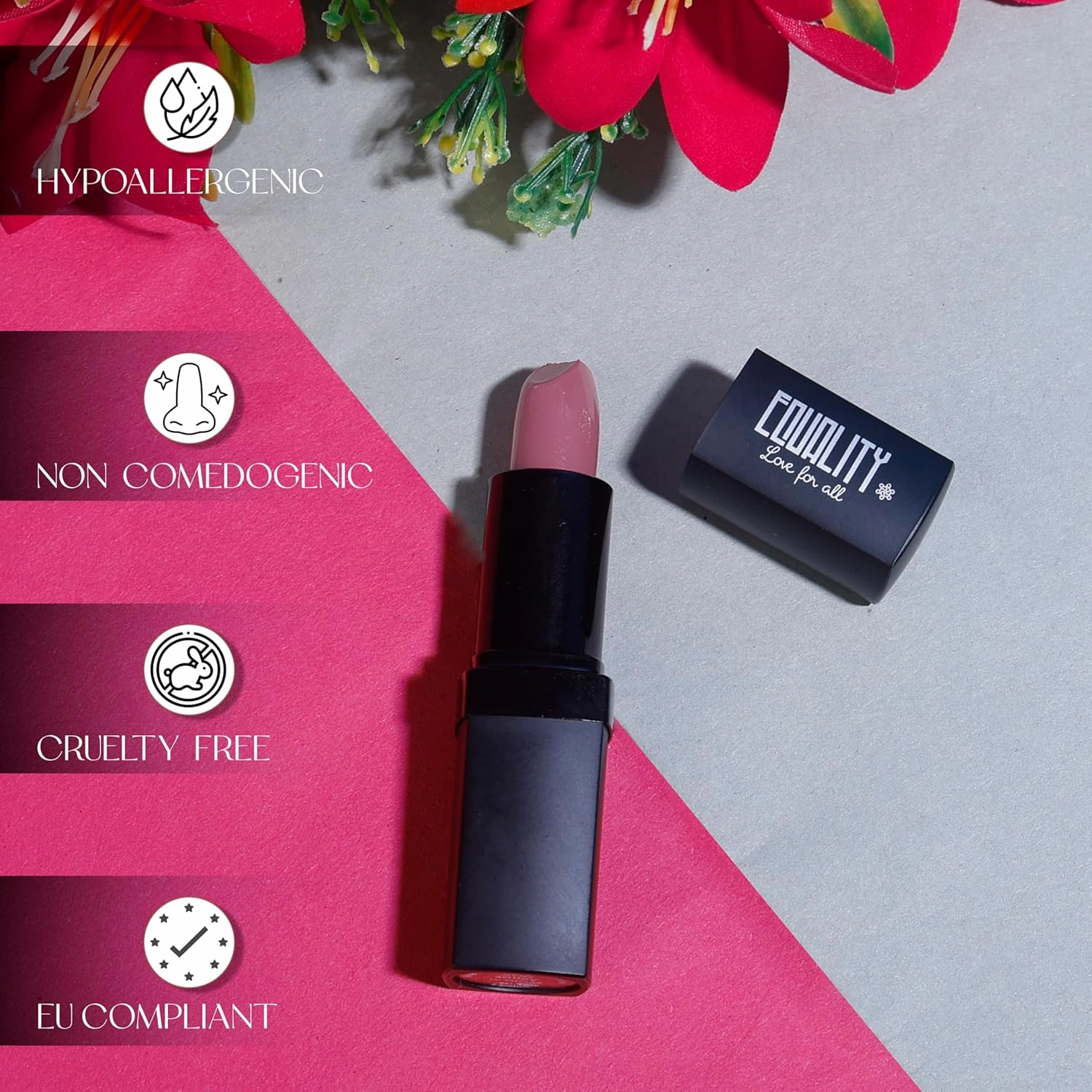 EQUALITY Luxury Lipstick – Super Shiny & Glossy, Ultra-Lightweight, Sheer Clear, Non-Drying, Long-Lasting, with Vitamin E & Vanillin - Hypoallergenic, Halal Certified - 4g / 0.14oz -Slept In