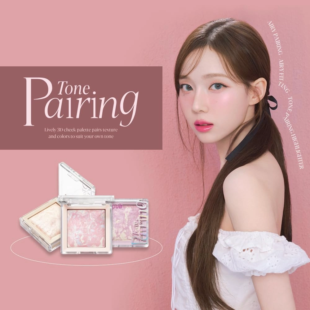 Espoir Tone Pairing Highlighter #Seashell │0.33 oz. (9.6 g)│Subtle Glitters for Daily make up │ 3 color Shades Going Well with Various Skin Tones │Sheering Makeup │ Korean Beauty Costmetics