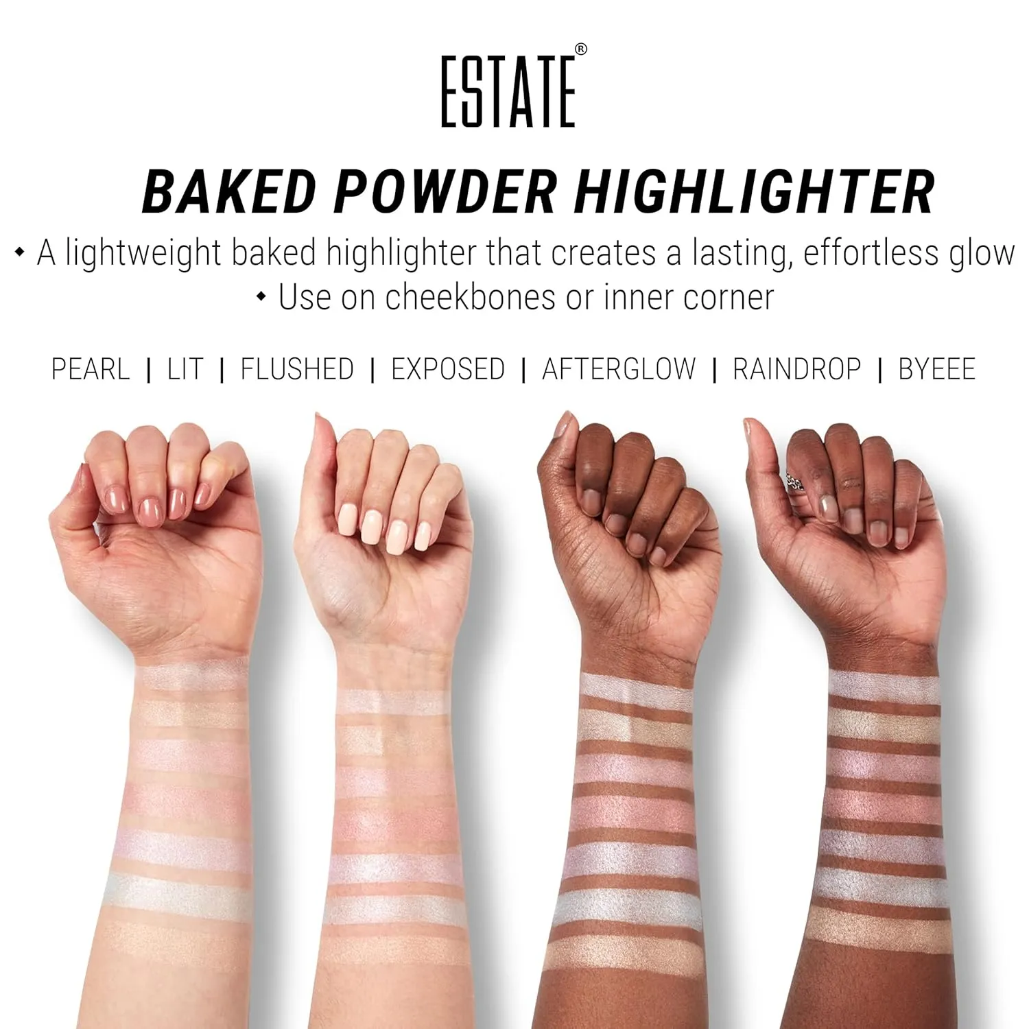 Estate Cosmetics Dew Me Baked Highlighter – Cheek, Eyes & Face Pressed Powder – 3 g (0.1 oz) (Lit)
