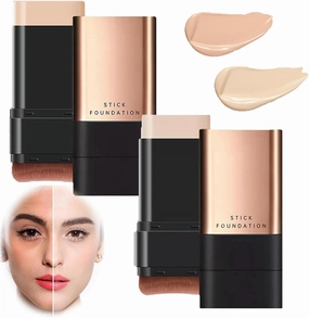Eternipeace Stick Foundation, 2 in 1- Luxury Anti-Wrinkle Foudation Stick, Double Head Foundation Make up Stick, Korea Eraser Foundation Stick, Multi-use Foundation Stick Makeup with Brush-2Colors
