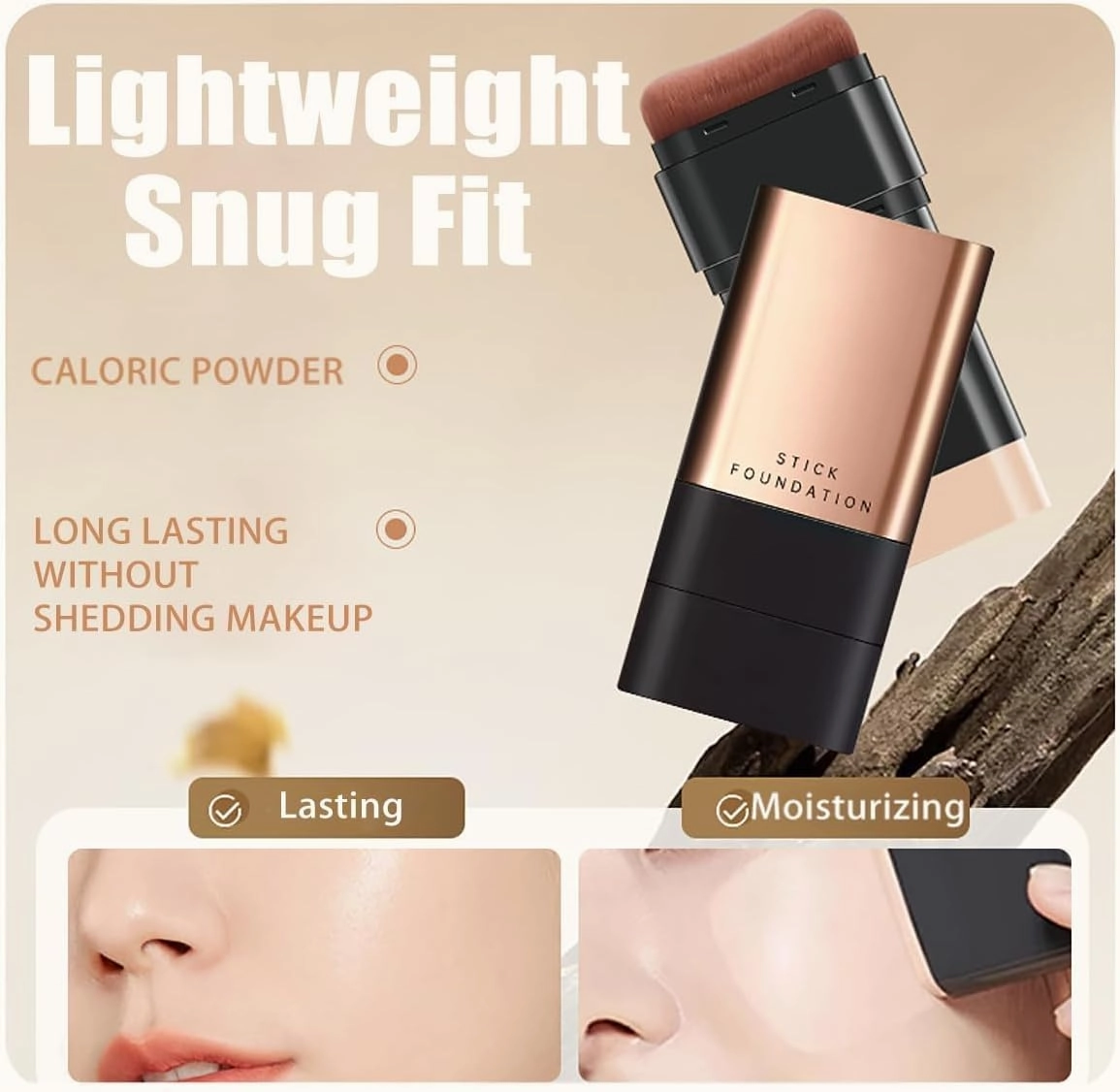Eternipeace Stick Foundation, 2 in 1- Luxury Anti-Wrinkle Foudation Stick, Double Head Foundation Make up Stick, Korea Eraser Foundation Stick, Multi-use Foundation Stick Makeup with Brush-2Colors