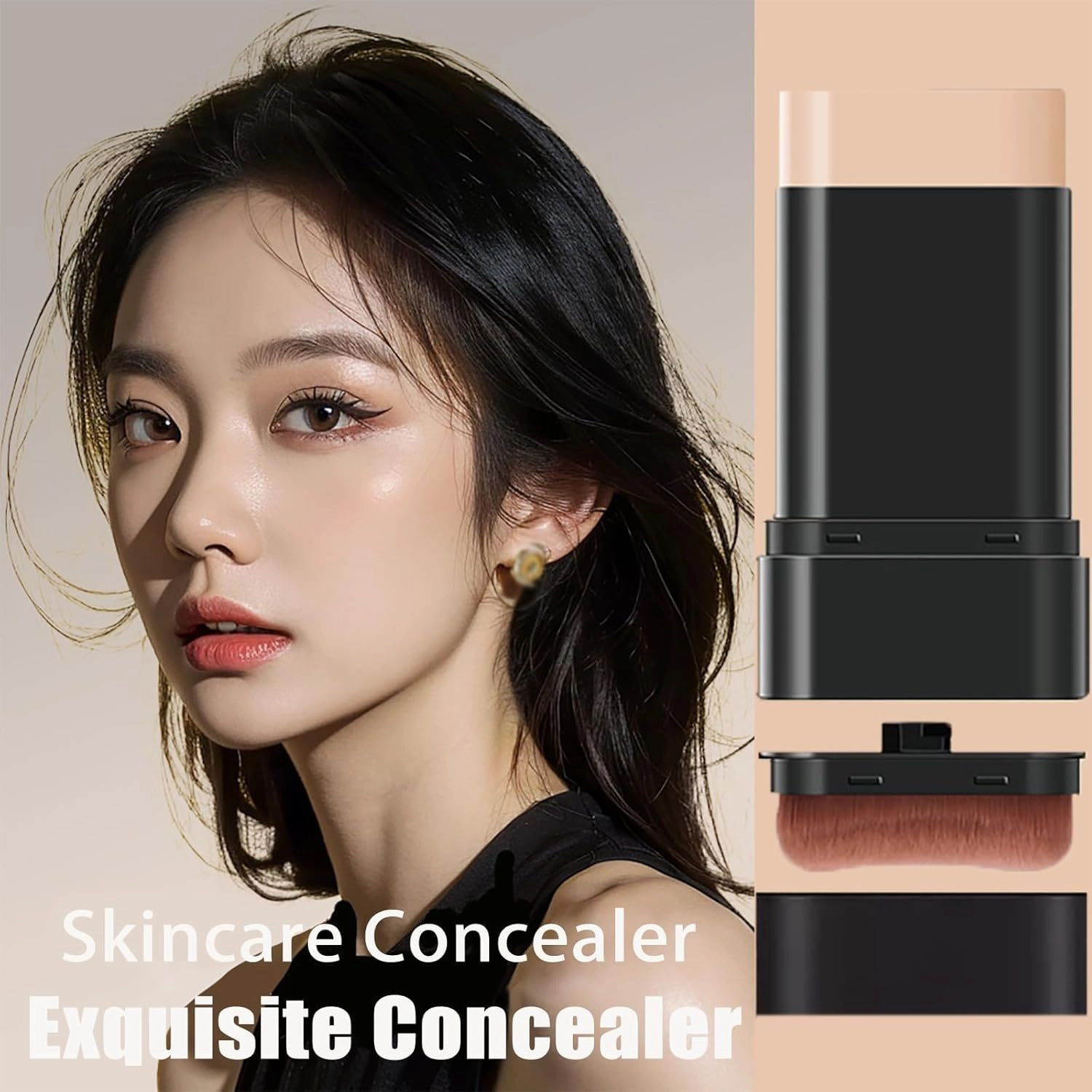 Eternipeace Stick Foundation, Eternipeace 2 in 1 Anti Wrinkle Foundation Stick, Instant Concealing Foundation Stick with Built-in Brush
