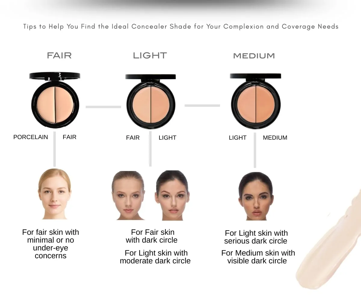EVE PEARL Dual Salmon Concealer Full Coverage Under Eye Concealer Smooth Skin Treatment Brighten Makeup Hydrate Skincare (Tan)