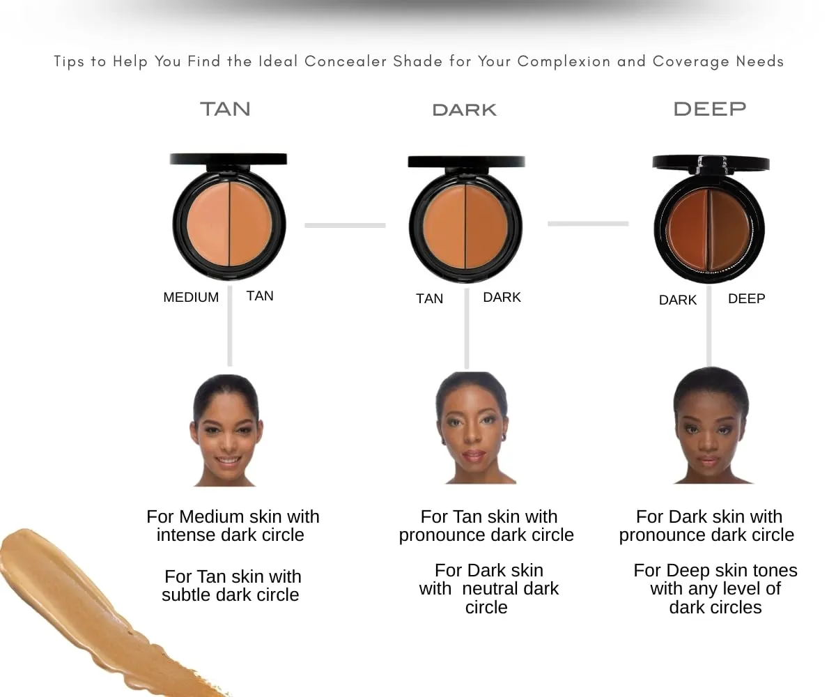EVE PEARL Dual Salmon Concealer Full Coverage Under Eye Concealer Smooth Skin Treatment Brighten Makeup Hydrate Skincare (Tan)