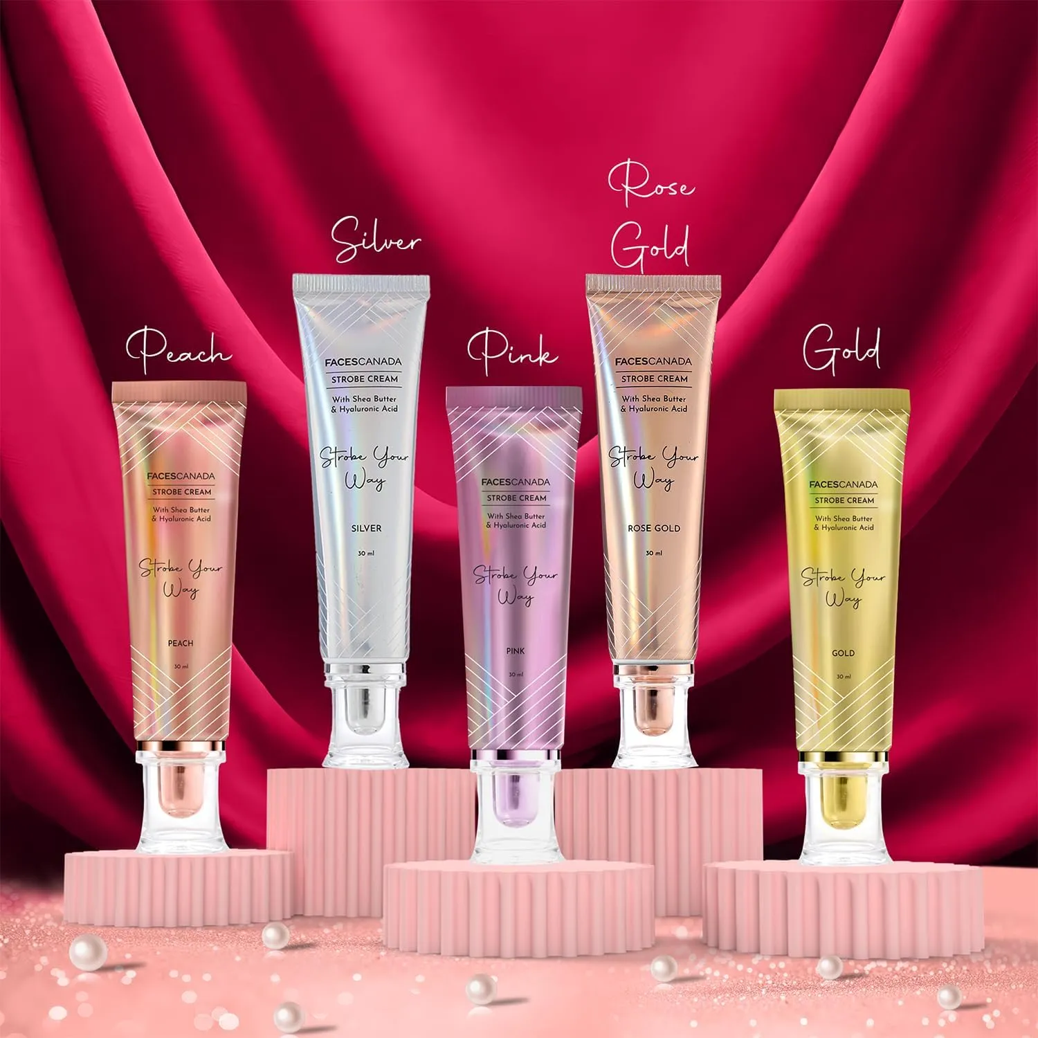 FACES' CANADA Strobe Cream - Pink 30Ml | Primer   Highlighter   Moisturizer | Shea Butter & Hyaluronic Acid | Intense Hydration | Flawless Radiant Dewy Skin | Illuminating & Glowing Makeup Base